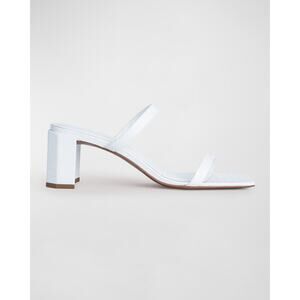 By Far 'Tanya' White Leather Embossed Chunky Heel Size 8